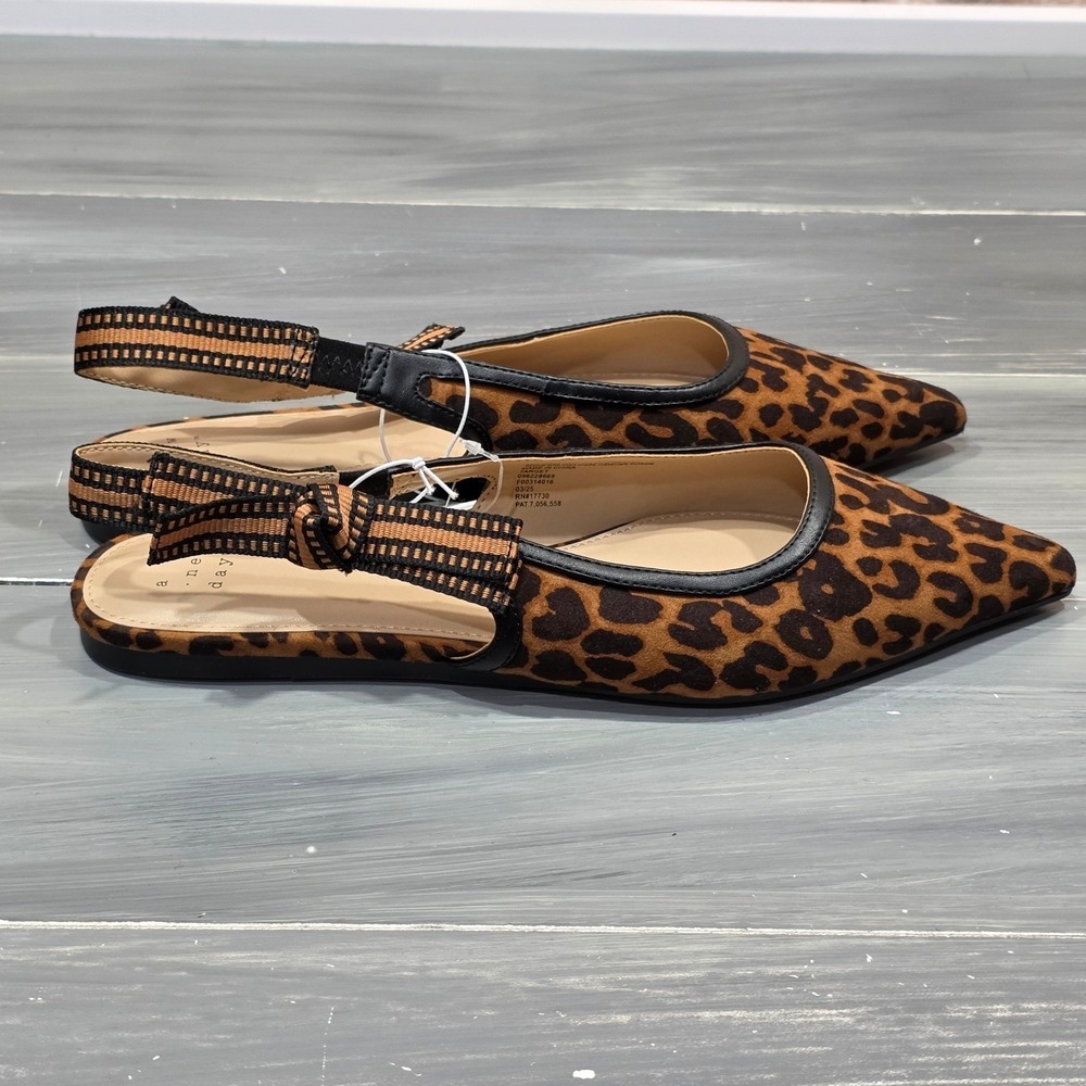 A New Day London Slingback Flats Leopard Print Pointed Toe Brown Black - Picture 5 of 11